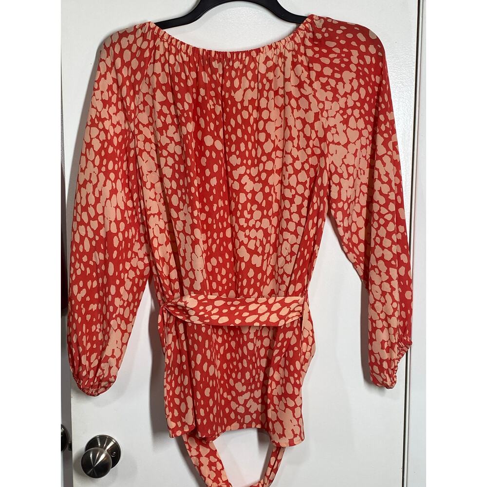 LAFAYETTE 148 New York Silk Carson Printed Bishop Sleeves Blouse Large - Picture 8 of 9